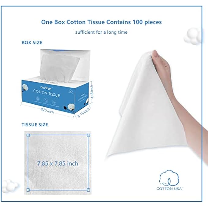 Charmyth COTTON TISSUES FOR FACE UNSCENTED SOFT CLEANSING COTTON USA DISPOSABLE FACE TOWEL DRY WIPES FOR BABY FOR SENSITIVE SKIN FACIAL COTTON TISSUE - Image 2